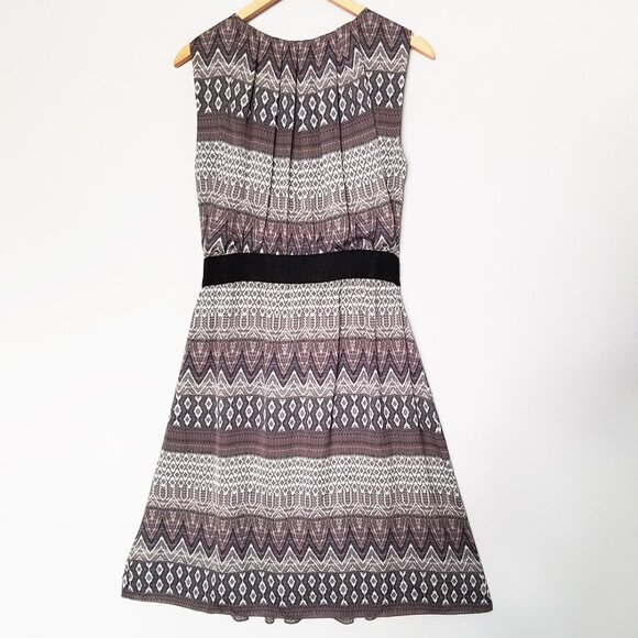L'AGENCE Print Pleated Satin Fit & Flare Dress Size 6 Nordstrom $495 Aztec Silky - Picture 16 of 16
